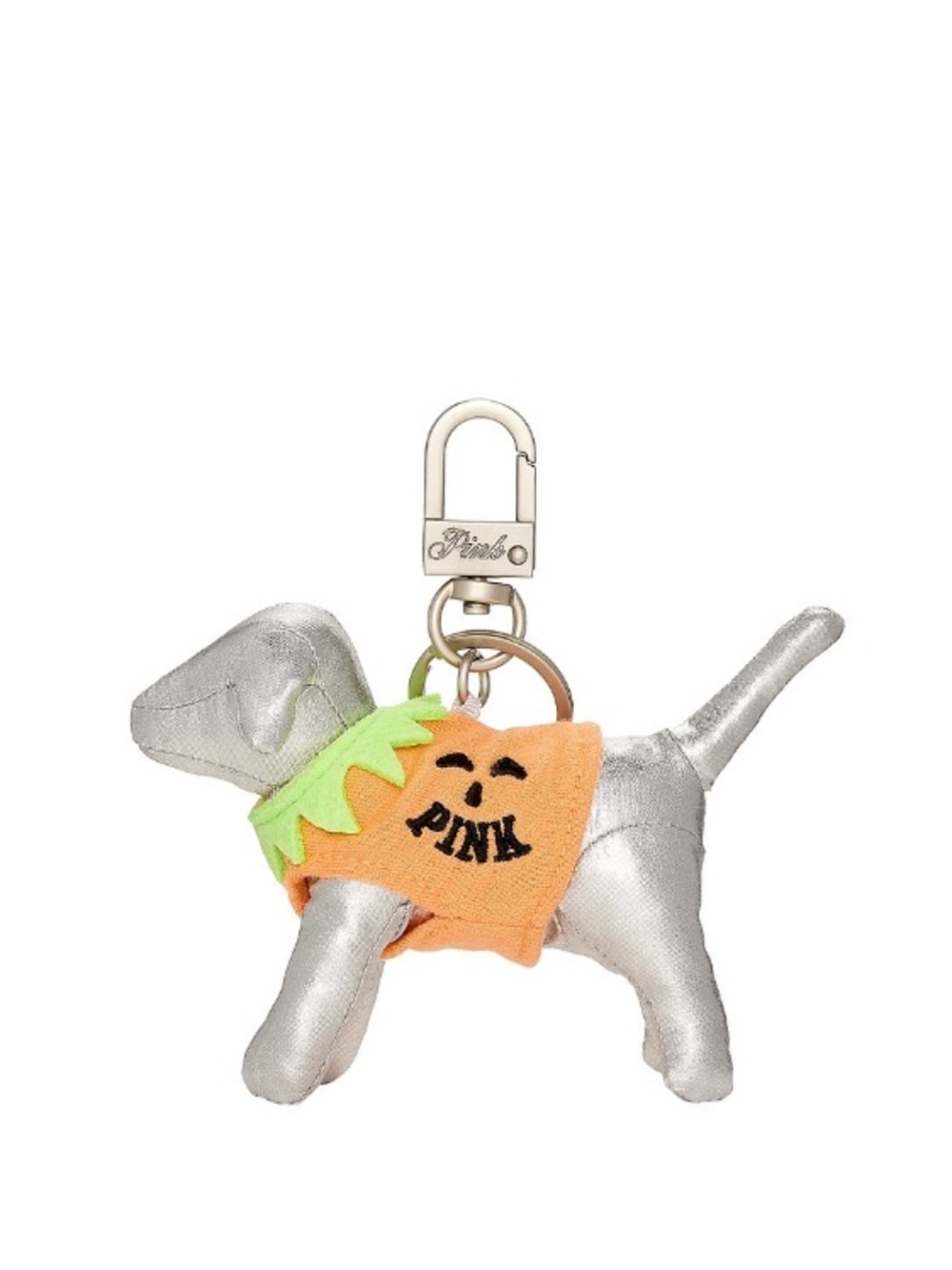🎃VS PINK Halloween mini pup in pumpkin costume keychain bag charm keyring NWT